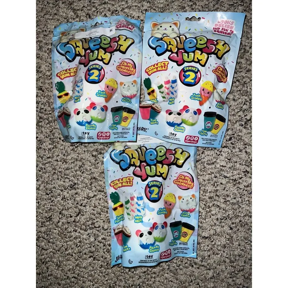 3- Squeesh Yum Goodies ICE CREAM CONES - 2 PINK‎ & 1 BLUE - Moo Milk